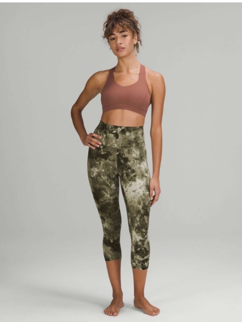 lululemon athletica Align Crop 21" in olive tie-dye
